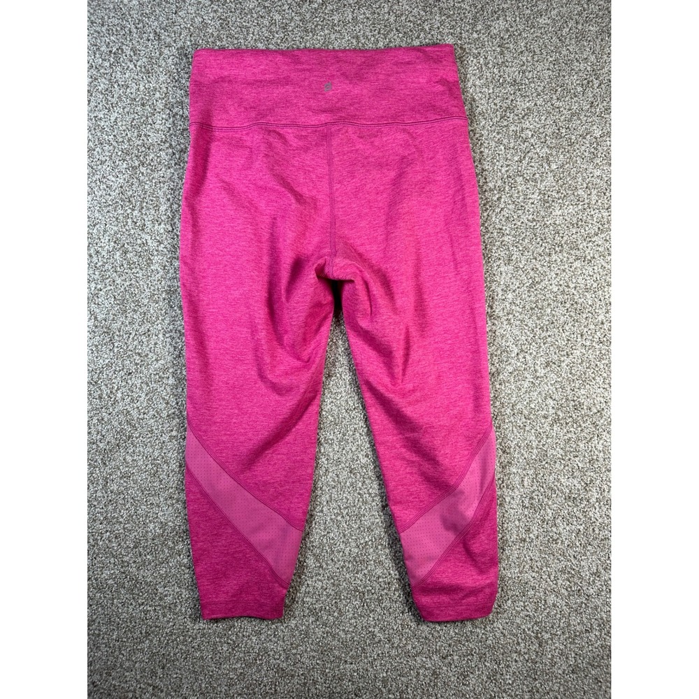 Peloton Womens Pink Heathered High Rise Mesh Crop Leggings Size M Heart Logo - Picture 9 of 10
